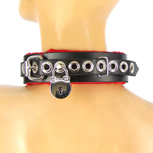 Locking Red Satin Padded Collar