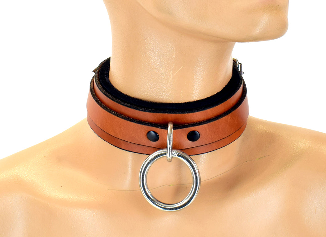 Classic Brown Leather Padded Bondage Collar