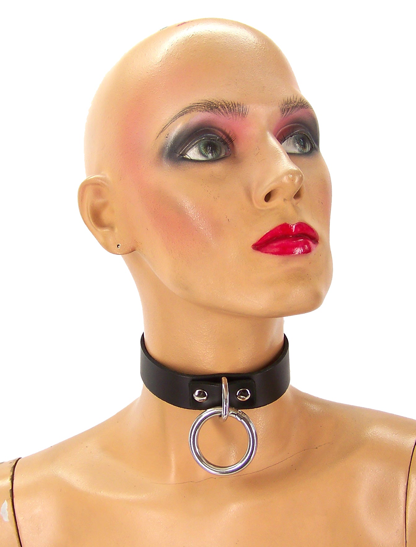 Classic Single Ring Leather Bondage Collar