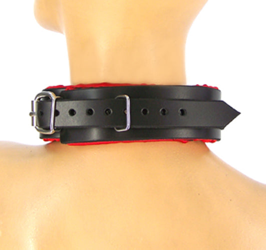 Red Satin Padded Bondage Collar