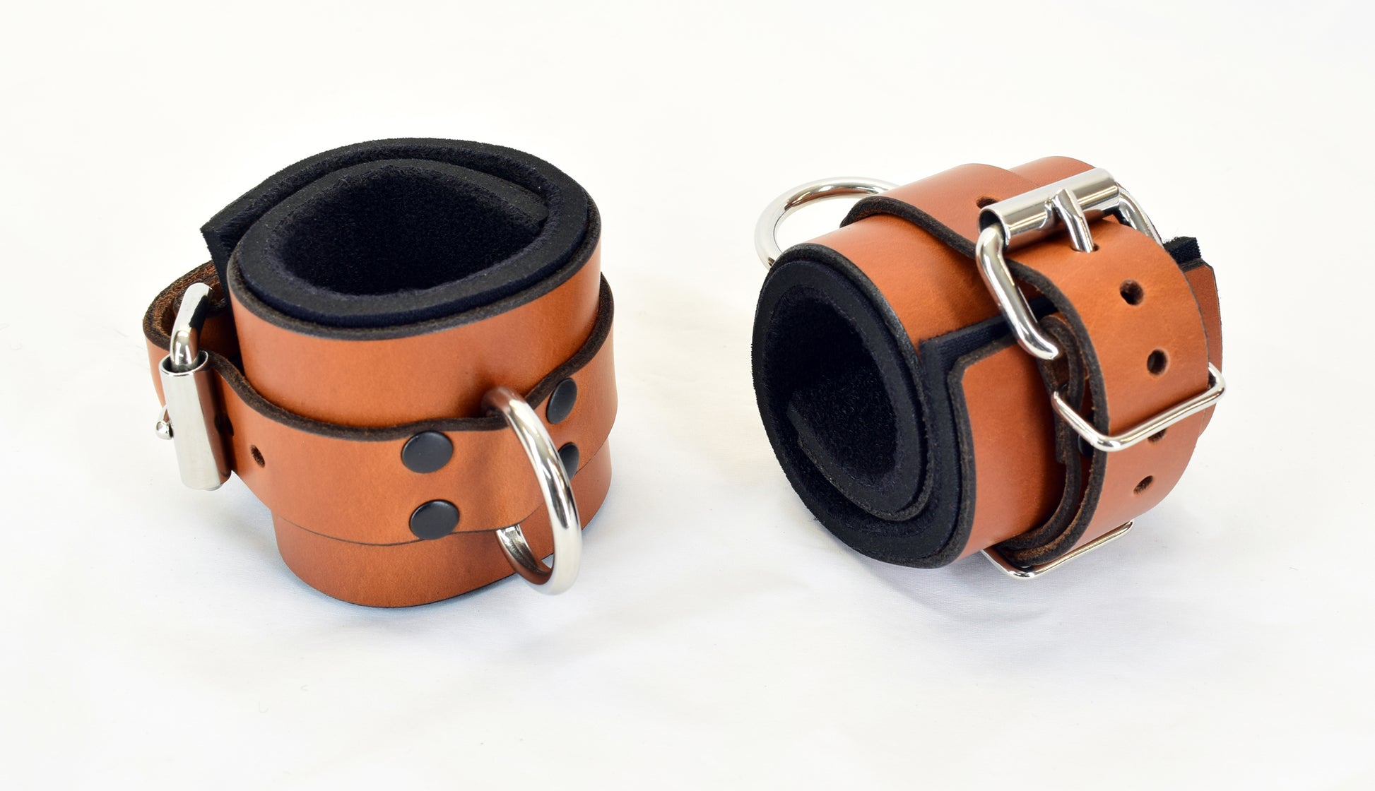 Brown Leather Wrist Bondage Cuffs