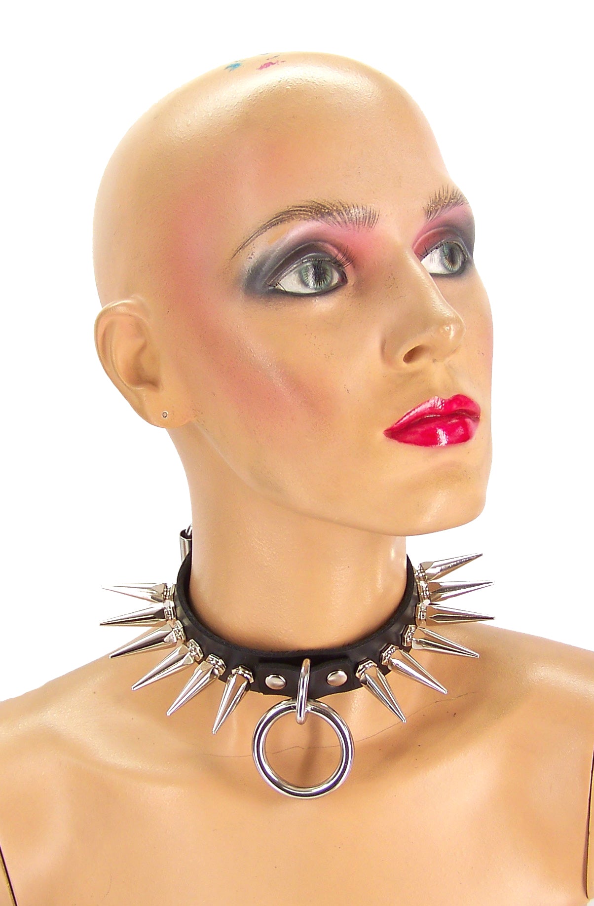 Large Spike Leather Bondage Collar