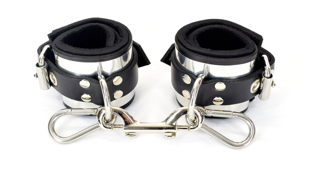 Locking Metal Band Wrist Bondage Cuffs