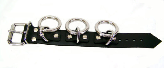 Triple Ring Leather Bondage Bracelet