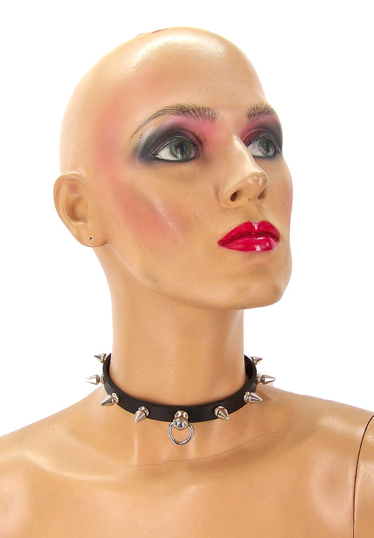 Leather Spiked Loop Choker