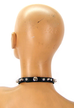 Leather Rhinestone/Spike Choker