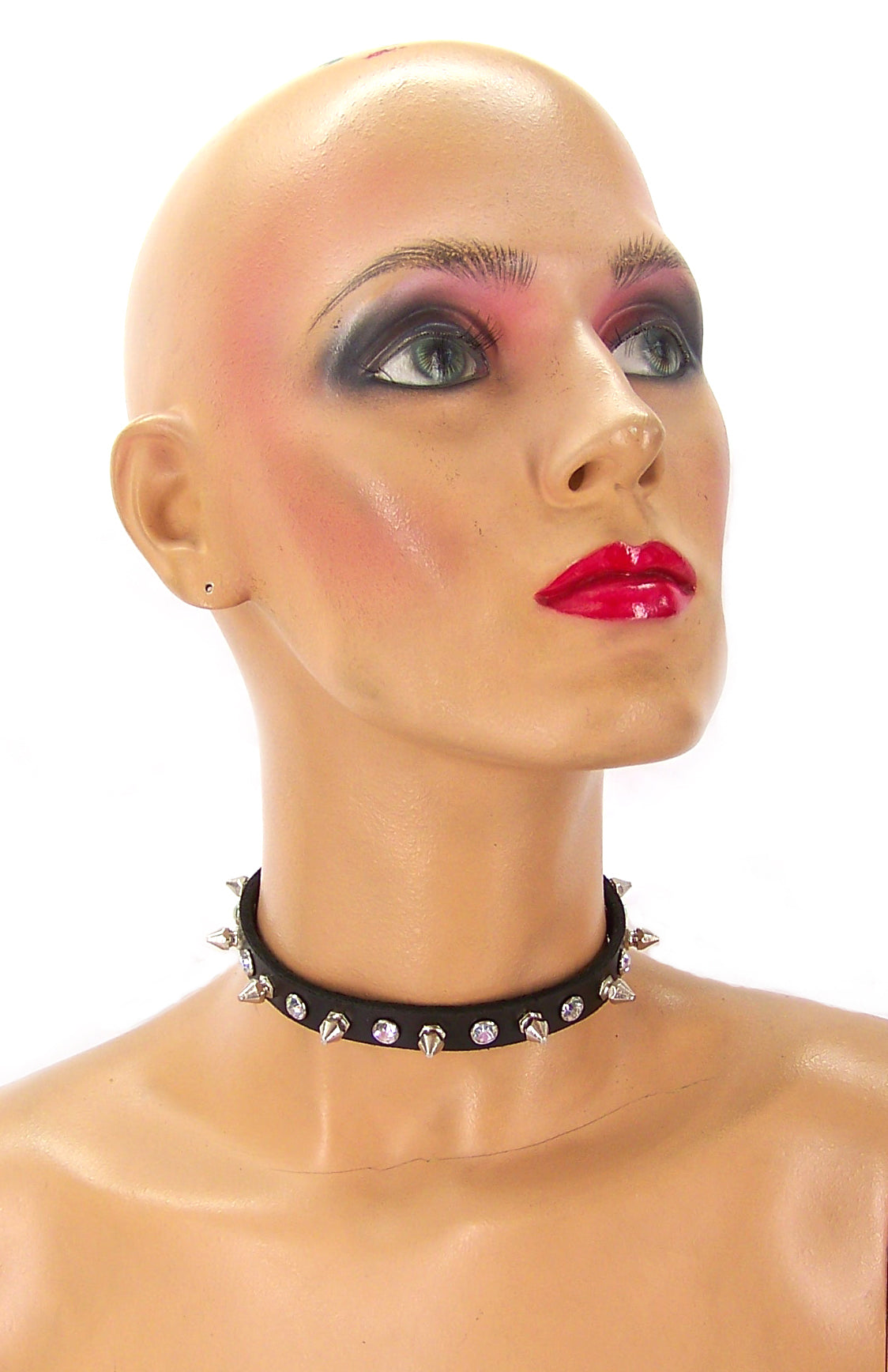 Leather Rhinestone/Spike Choker