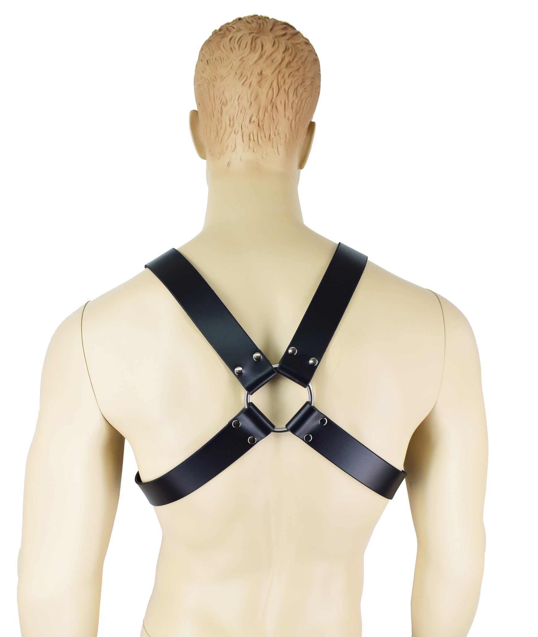 Leather Bondage X-Harness with Cock Ring Attachment