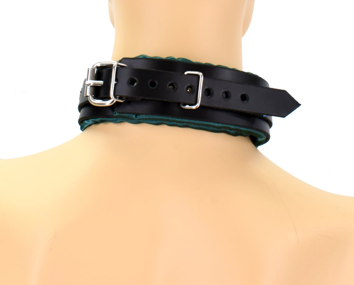 Collared Total Sub Green Satin Lined Leather Sub Collar – Axovus LLC