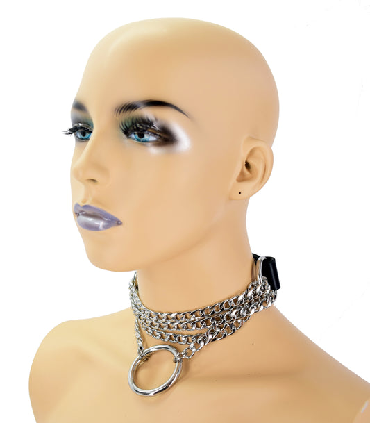 Leather Chain Choke Collar