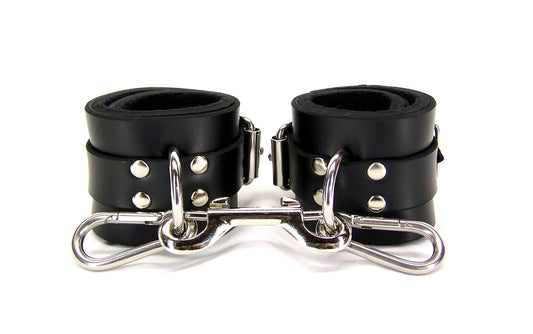 Black Leather Wrist Bondage Cuffs