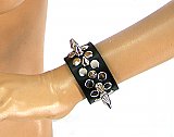 Half Metal Punk Spiked Leather Wristband