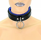 Locking Blue Satin Padded Collar