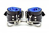 Blue Satin Lined Leather Wrist Bondage Cuffs