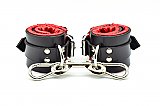 Red Satin Lined Leather Wrist Bondage Cuffs
