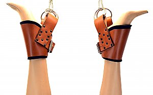 Padded Brown Leather Ankle Suspension Cuffs