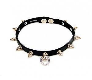 Leather Spiked Loop Choker